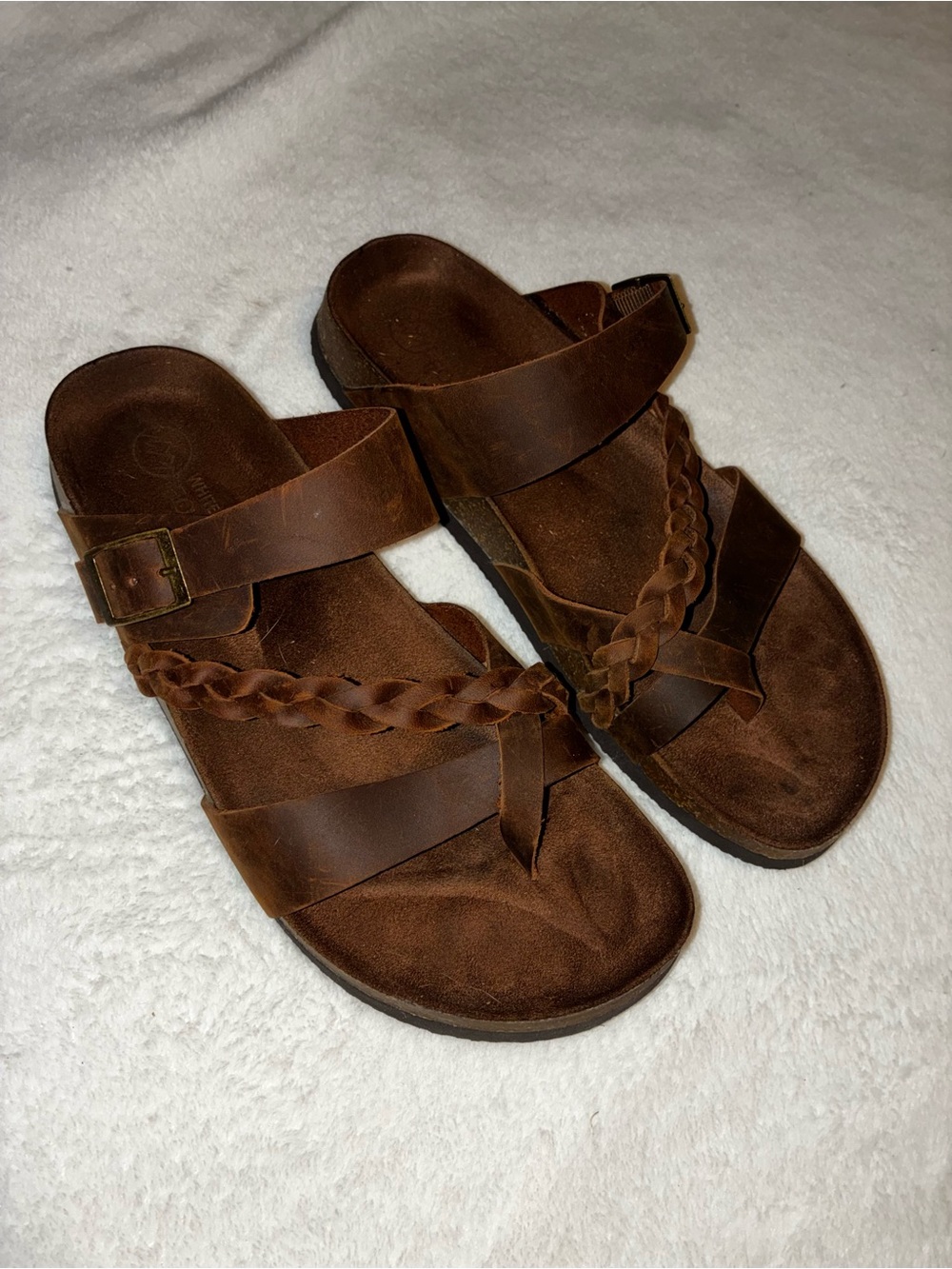 Women’s Brown Braided Leather Sandals